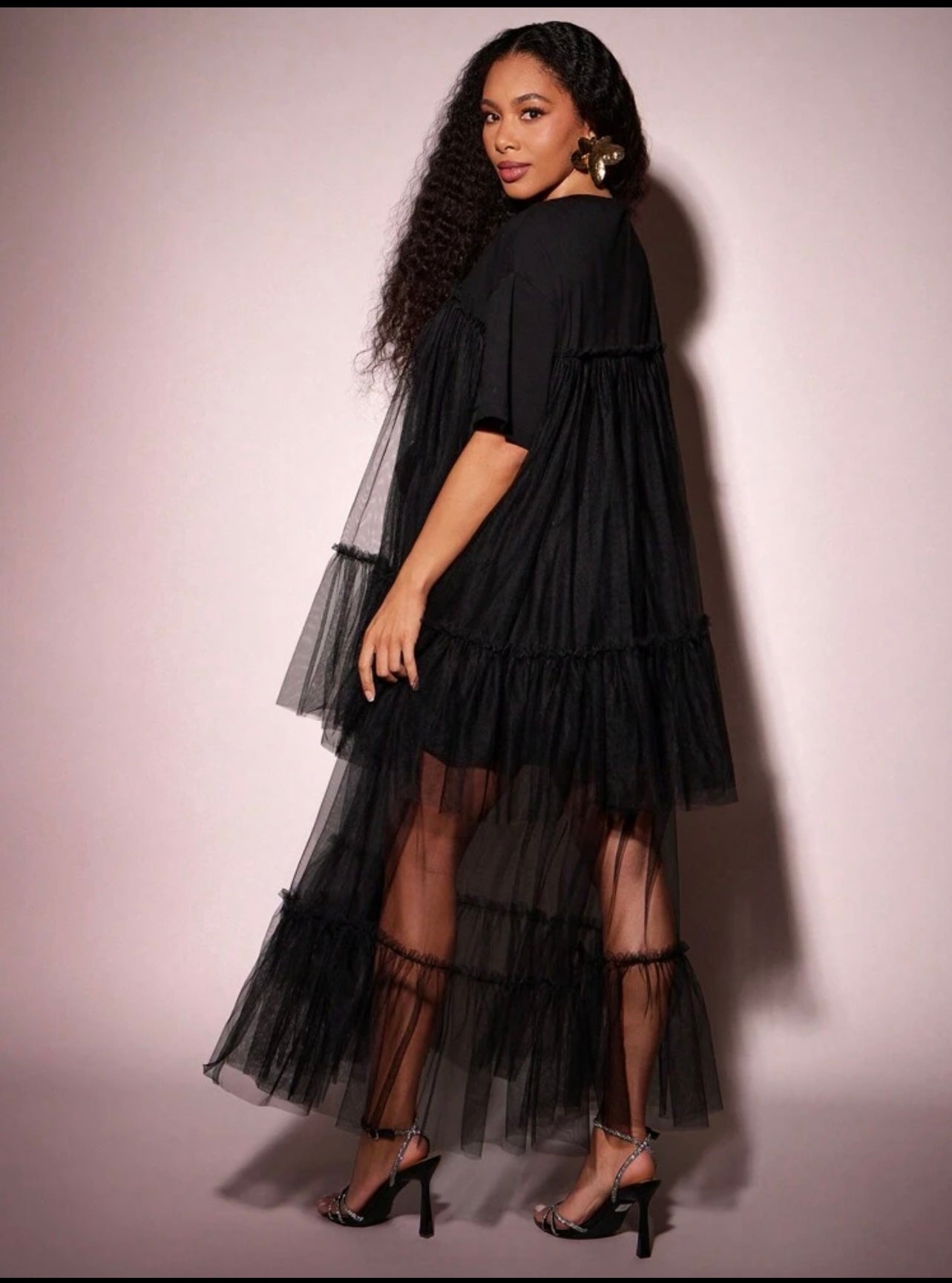 Layered Long Mesh Dress