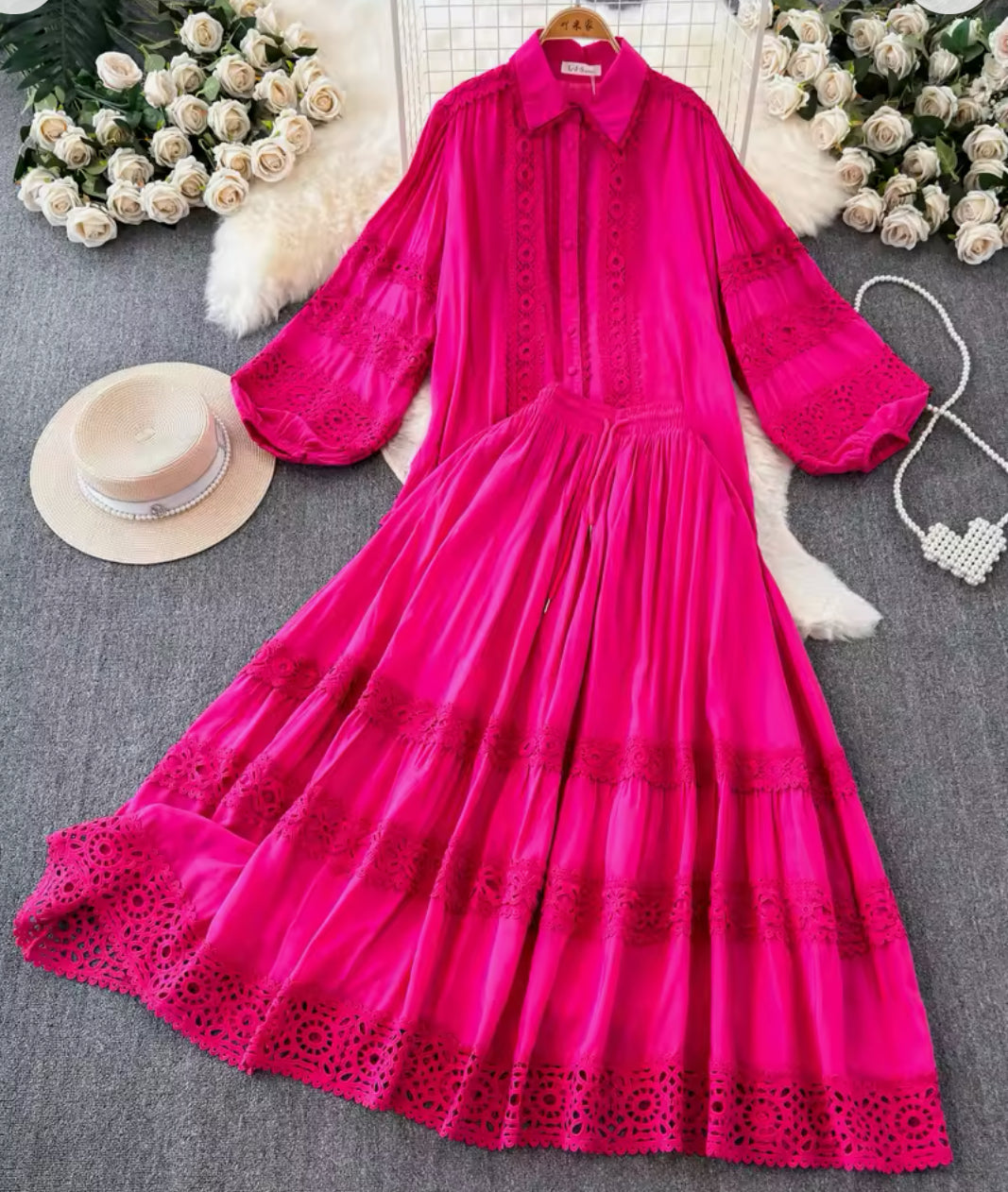Lace Lantern Sleeve Set
