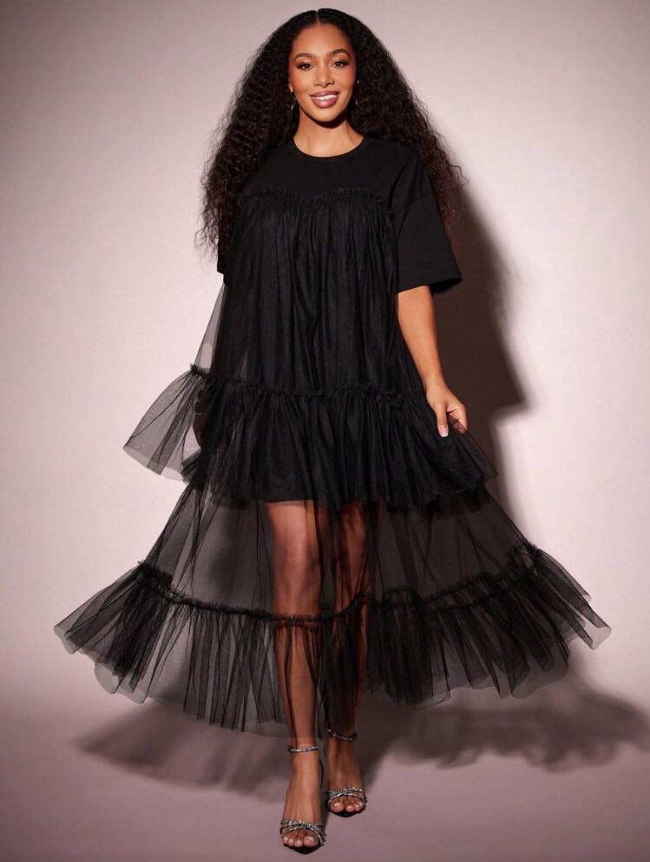 Layered Long Mesh Dress