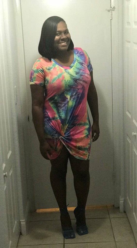 Skittles Twist Hem Tie Dye Dress